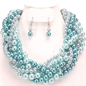 Aqua Twisted Necklace Set